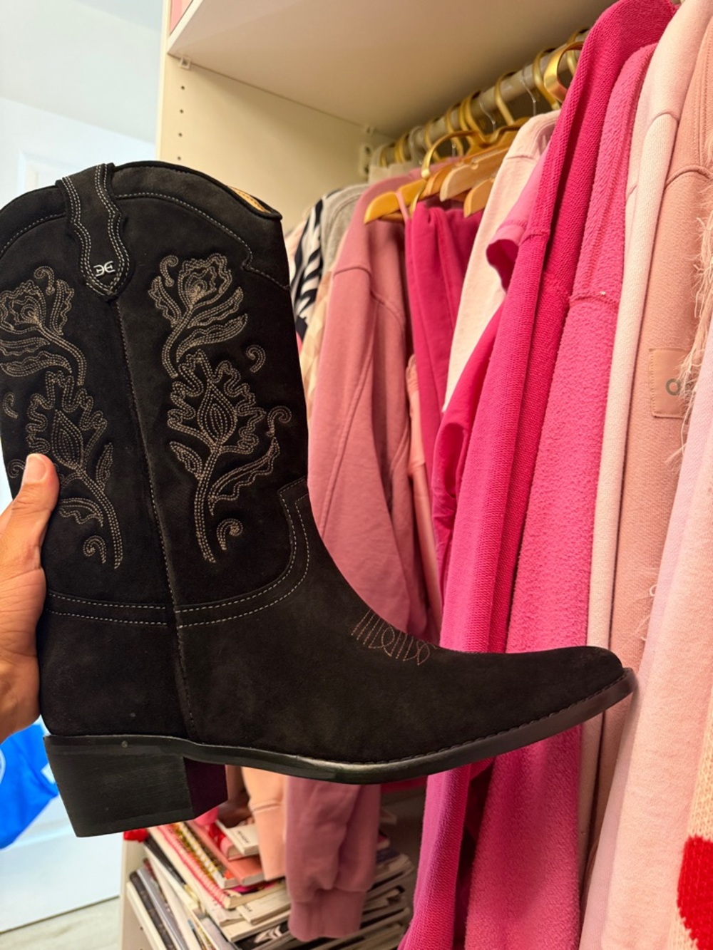 Black Sam Edelman rue Western Suede Women's Cowboy Boots - Picture 6 of 7